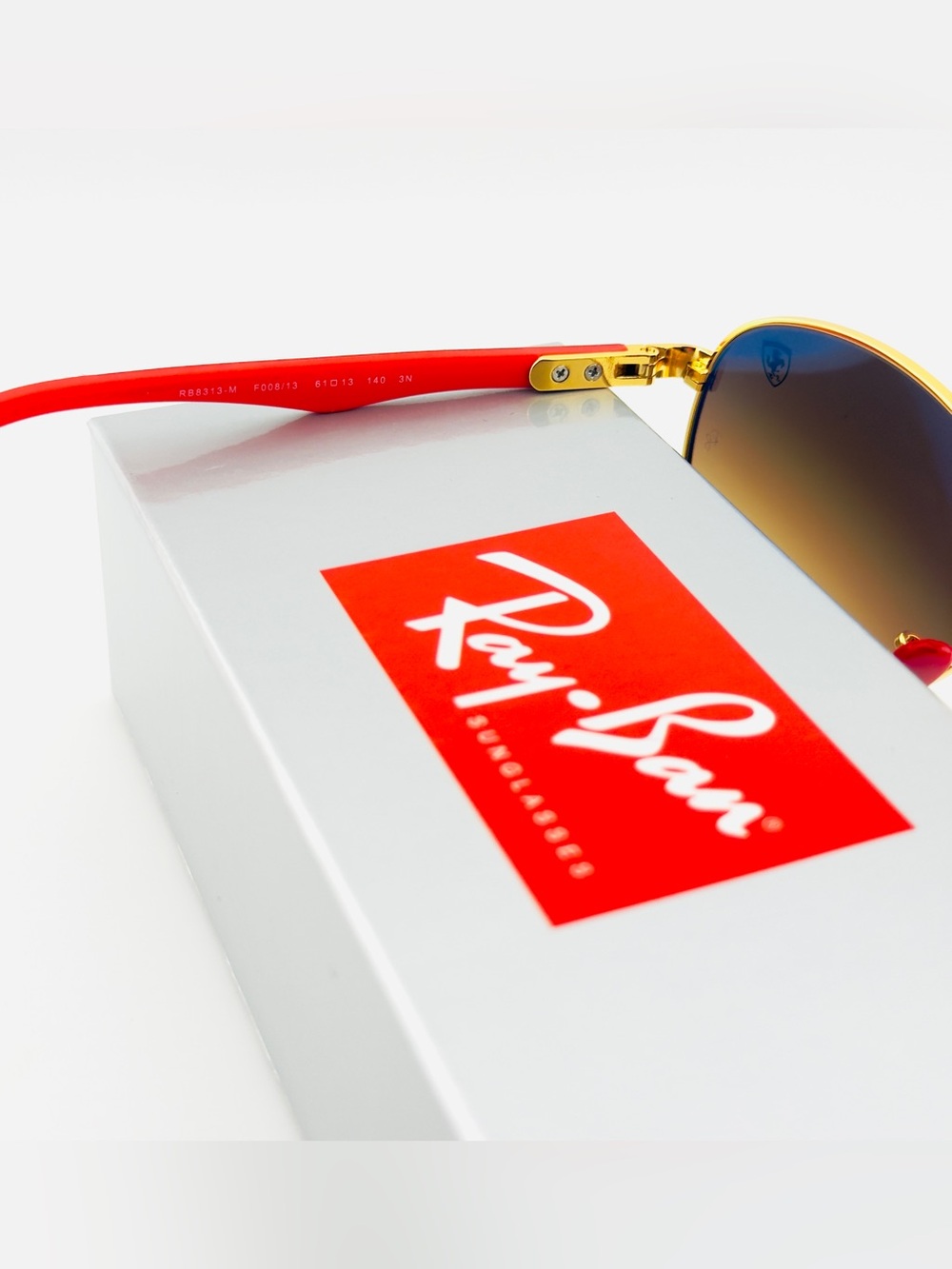 Ray-Ban Scuderia Ferrari Sunglasses RB8313M Gold Frame Brown Gradient Lenses - Picture 13 of 15